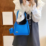 Leather Solid Color Handbag Single Shoulder Bag French Style Women Armpit Should