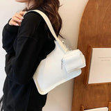 Leather Solid Color Handbag Single Shoulder Bag French Style Women Armpit Should