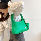 Leather Solid Color Handbag Single Shoulder Bag French Style Women Armpit Should