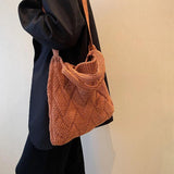 Winter Woolen Women's Handbag Knitted Shoulder Bag High Capacity Messenger Bag