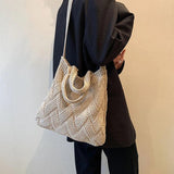 Winter Woolen Women's Handbag Knitted Shoulder Bag High Capacity Messenger Bag