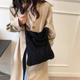 Winter Woolen Women's Handbag Knitted Shoulder Bag High Capacity Messenger Bag