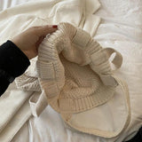 Winter Woolen Women's Handbag Knitted Shoulder Bag High Capacity Messenger Bag