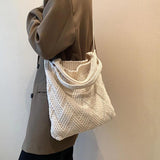 Winter Woolen Women's Handbag Knitted Shoulder Bag High Capacity Messenger Bag