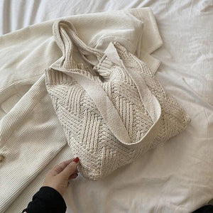 Winter Woolen Women's Handbag Knitted Shoulder Bag High Capacity Messenger Bag