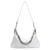 Vintage Soft Leather Shoulder Bag for Women with Metal Chain