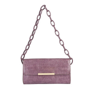 Pu Women's Flap Bag Texture Solid Chain Shoulder Bag