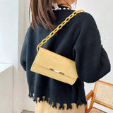 Pu Women's Flap Bag Texture Solid Chain Shoulder Bag