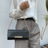 Pu Women's Flap Bag Texture Solid Chain Shoulder Bag