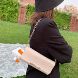 Pu Women's Flap Bag Texture Solid Chain Shoulder Bag