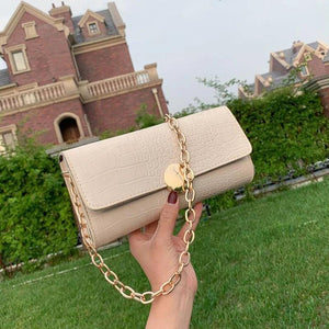 Pu Women's Flap Bag Texture Solid Chain Shoulder Bag