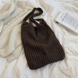 Vintage Wool Knitted Shoulder Bag for Women Large Handbag BG1427