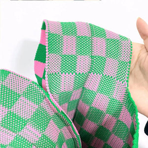 Checkered Tote Shoulder Bags Retro Weave Plaid Handbags Contrast Striped