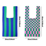 Checkered Tote Shoulder Bags Retro Weave Plaid Handbags Contrast Striped