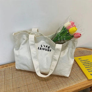 One-shoulder Portable Tote Bag Ladies Canvas Shopping Bag