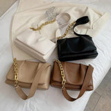 Thick Chain Crossbody Bags PU Leather Shoulder Bags for Women