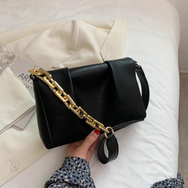 Thick Chain Crossbody Bags PU Leather Shoulder Bags for Women