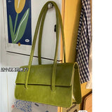 Women Small Tote Purse Handbags PU Leather Ladies Retro Green Shoulder Bag