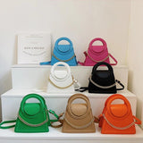 Round Top Handle Tote Bag - Small Pu Leather Shoulder Crossbody Bag