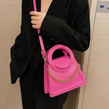Round Top Handle Tote Bag - Small Pu Leather Shoulder Crossbody Bag