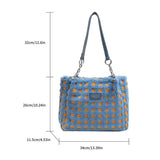 Plush Plaid Zipper Tote Bag for Women