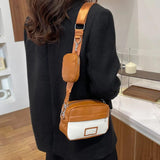 Leather Shoulder Bag Wide Strap Crossbody Messenger Bag