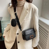 Leather Shoulder Bag Wide Strap Crossbody Messenger Bag