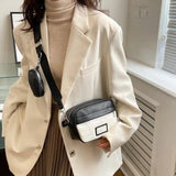 Leather Shoulder Bag Wide Strap Crossbody Messenger Bag
