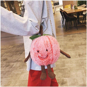 Winter Plush Fruit Handbag Cartoon Lady Messenger Bag Shoulder Bag