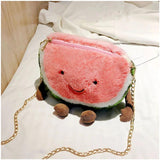 Winter Plush Fruit Handbag Cartoon Lady Messenger Bag Shoulder Bag