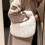 Winter Plush Tote Shoulder Bag - Ladies Purse