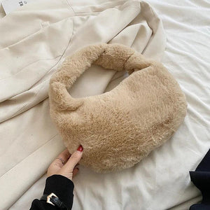 Winter Plush Tote Shoulder Bag - Ladies Purse