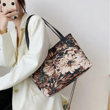 Oil Painting Canvas Tote Bag Retro Art Large Capacity Travel Bags Women