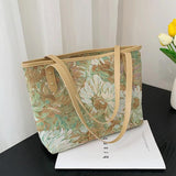 Oil Painting Canvas Tote Bag Retro Art Large Capacity Travel Bags Women