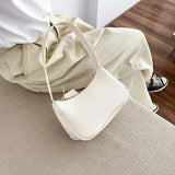 PU Leather Women Underarm Bag Retro Solid Ladies Handbags