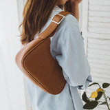 PU Leather Women Underarm Bag Retro Solid Ladies Handbags