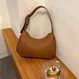 PU Leather Women Underarm Bag Retro Solid Ladies Handbags