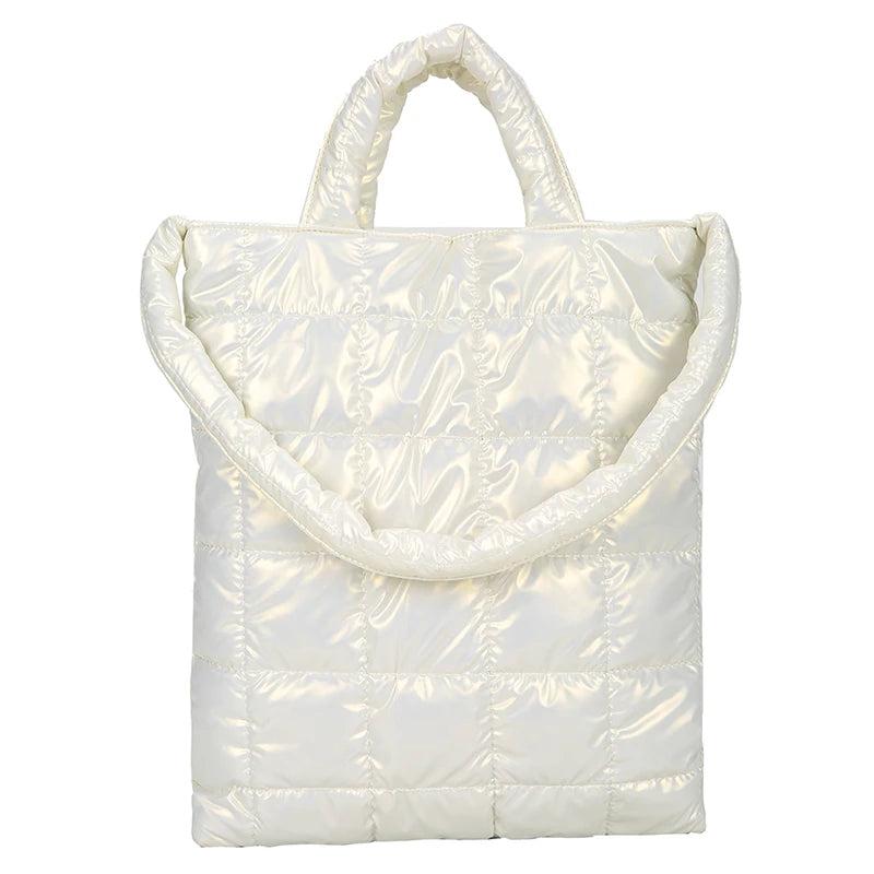 Classic Stitch Space Cotton Shoulder Bag Solid Plaid Handbag