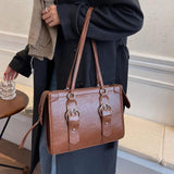 Vintage Large Capacity Women's Shoulder Bag PU Leather Tote