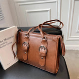 Vintage Large Capacity Women's Shoulder Bag PU Leather Tote