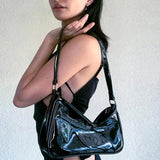 Vintage Patent Leather Shoulder Bag Retro Y2k Girls Small Purse