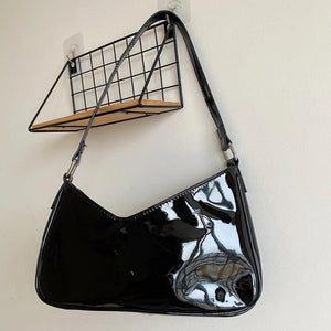Vintage Patent Leather Shoulder Bag Retro Y2k Girls Small Purse