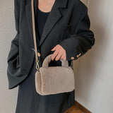 Pink Faux Fur Plush Shoulder Bag Ladys Clutch Purse Soft Fluffy Handle Tote