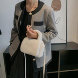 Pink Faux Fur Plush Shoulder Bag Ladys Clutch Purse Soft Fluffy Handle Tote