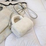 Pink Faux Fur Plush Shoulder Bag Ladys Clutch Purse Soft Fluffy Handle Tote