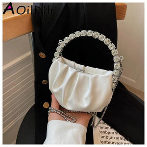 Rhinestone Crossbody Evening Bag Mini Diamond Handle Handbag