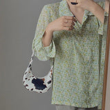 Cow Pattern Ladies Shoulder Bag Mini Chain Bag PU Zipper Handbag