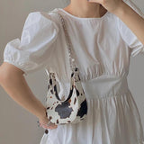 Cow Pattern Ladies Shoulder Bag Mini Chain Bag PU Zipper Handbag
