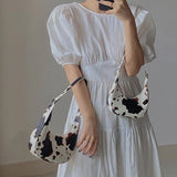 Cow Pattern Ladies Shoulder Bag Mini Chain Bag PU Zipper Handbag