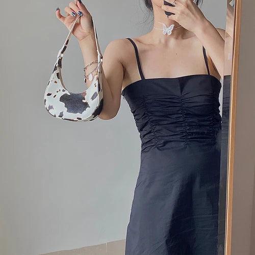 Cow Pattern Ladies Shoulder Bag Mini Chain Bag PU Zipper Handbag